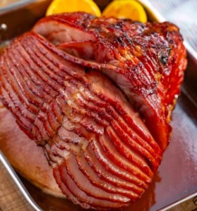 Roasted ham with orange glaze
